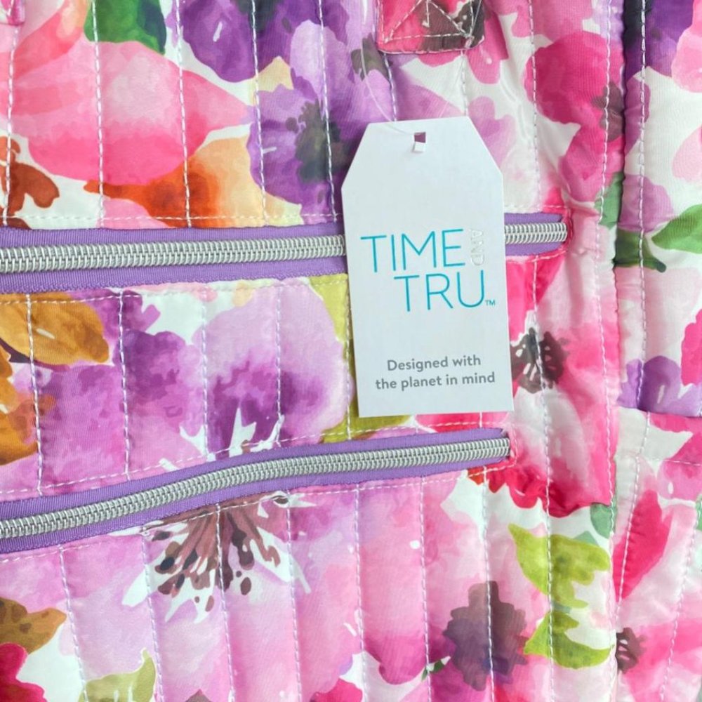 Floral Quilted Backpack Tote - Pink Multi - Picture 5 of 5